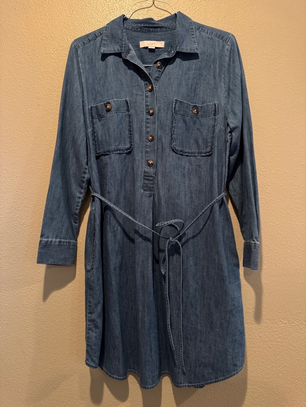 LOFT Indigo Denim Shirt Dress